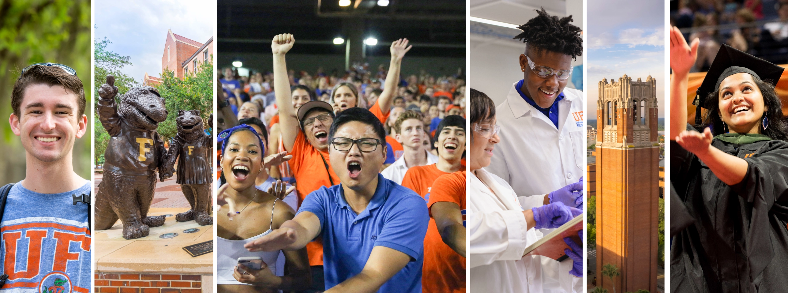 UF students, alumni and scientists smiling