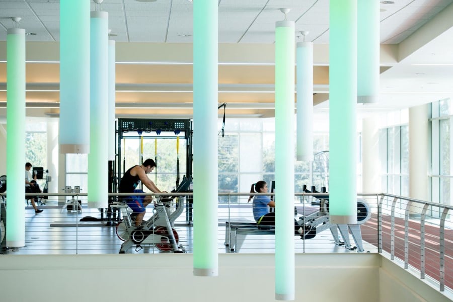 Students doing cardio exercises in the Southwest Recreation Center on the UF Campus