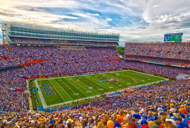 stadium filled with people during a game