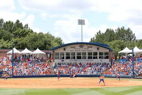 Girls softball game at UF in the Pressley Softball Stadium
